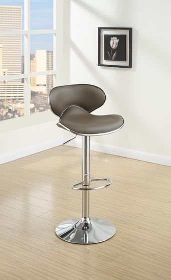 Bar stool in espresso with chrome base and leg