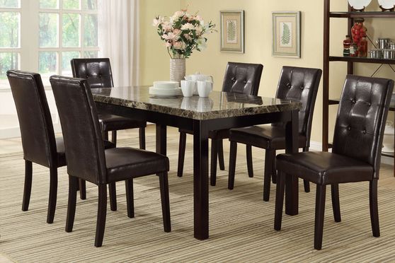Faux marble top casual style dining table