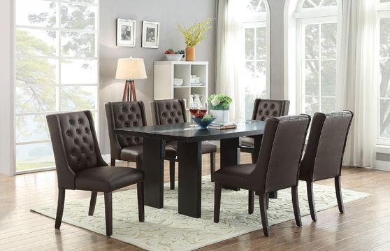 Round table with matching chairs and wine rack