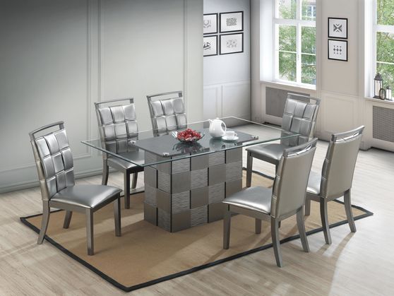 Checker style gray finish contemporary table
