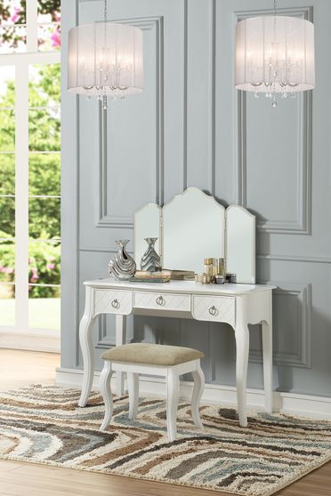 White vanity + stool set
