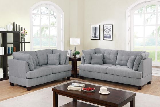 Gray polyfiber fabric 2pcs living room set
