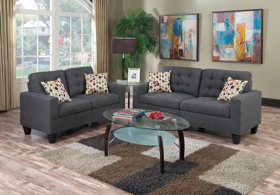 Gray 2PCS Sofa + Loveseat polyfiber set
