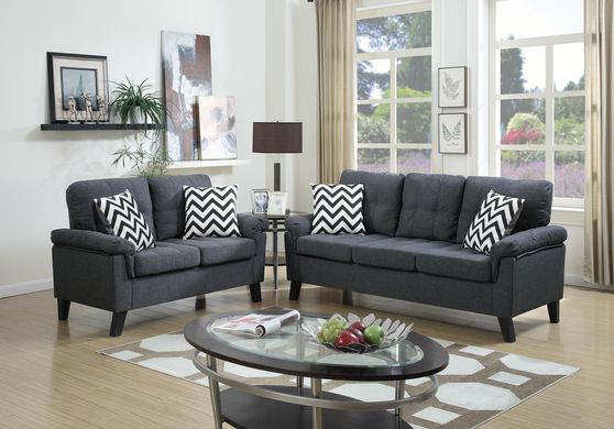 Blue gray polyfiber sofa + loveseat set