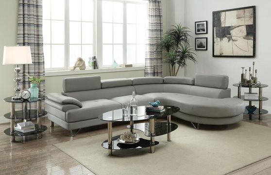 Light gray bonded leather sectional sofa