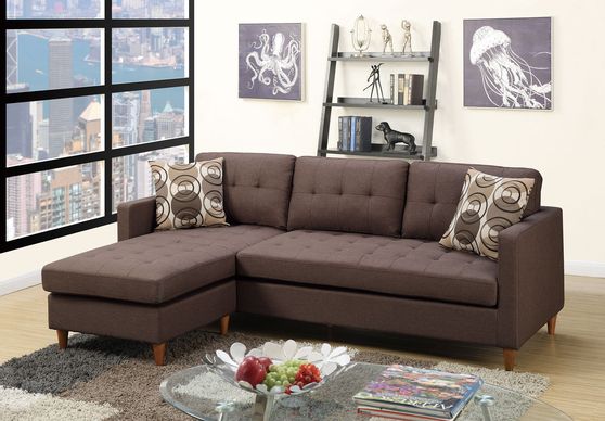 Reversible small chocolate sectional sofa