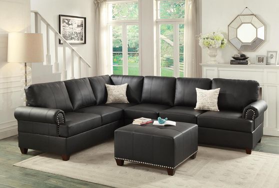 2PCS black reversible sectional sofa
