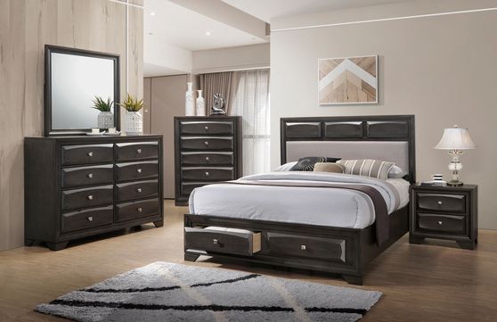 Casual style bed w 2 drawers in footboard