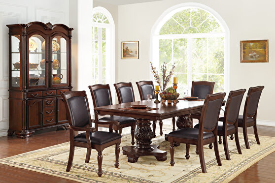 Dark brown and espresso wood/ veneers dining table w/ leaf