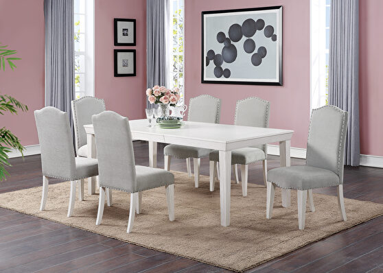 Casual family size dining table w/ leaf in white finish