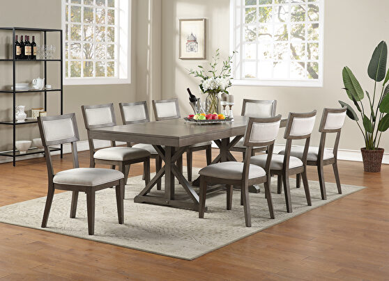 Casual family size dining table w/ leaf in gray finish