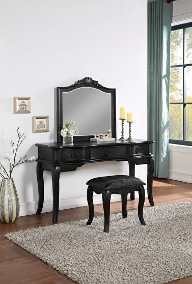 Black vanity + stool set