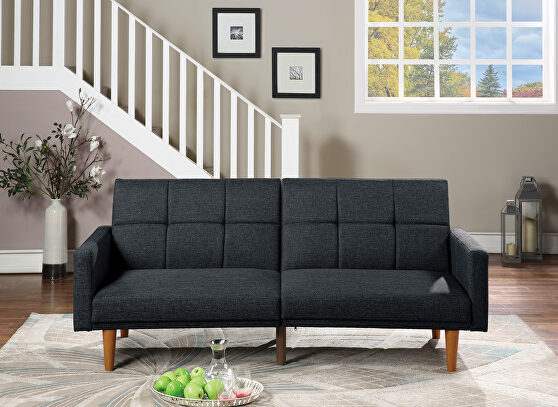 Black polyfiber adjustable sofa bed