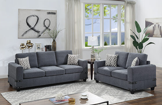 Charcoal chenille sofa and loveseat set