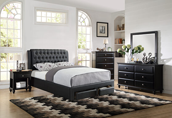 Black bonded leather bed