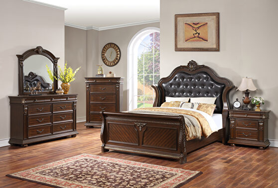 Carved vintage bed in traditional style