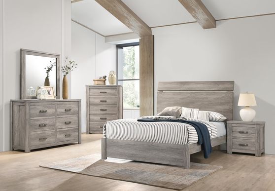 Simple gray contemporary wood bed w/ full platform
