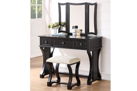 Modern black vanity w/ matching stool