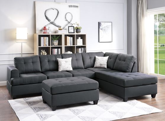 Ash black reversible casual sectional couch