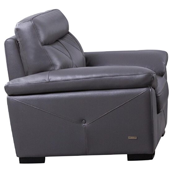 Gray leather modern chair in low profile