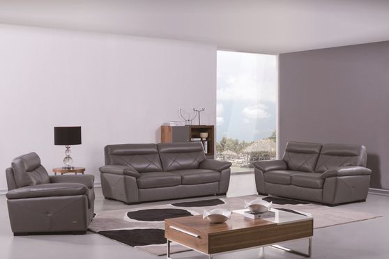 Gray leather modern sofa in low profile