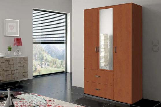 Versatile closet/wardrobe in cherry finish