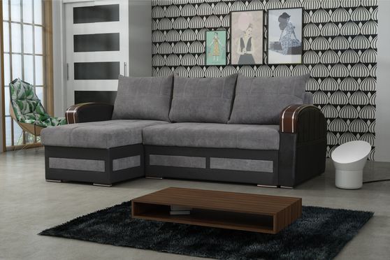 Gray two-toned sleeper sofa w/ storage