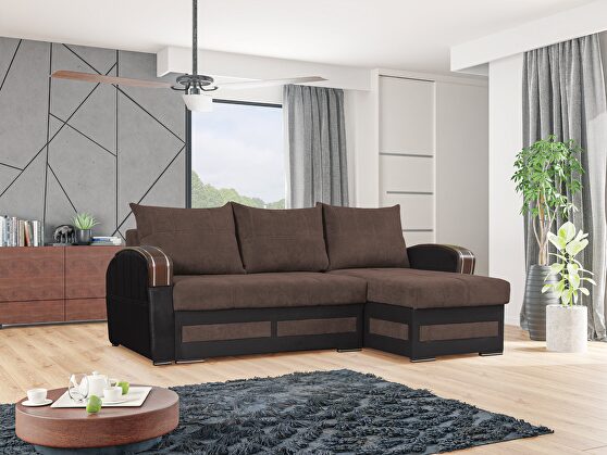 Brown two-toned sleeper sofa w/ storage