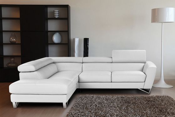 Italian leather sectional in white w/ adjustable headrests