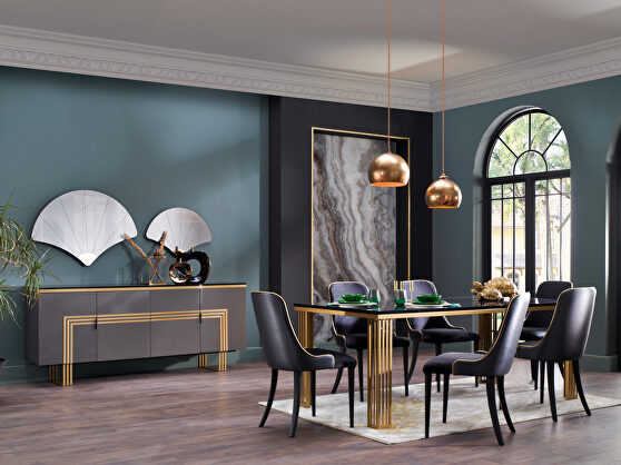 Contemporary glossy black dining table