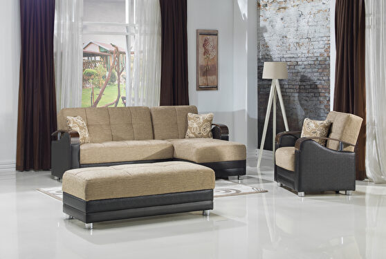 Modular two-toned 2pcs sectional in fulya brown