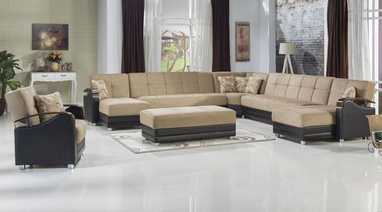 Modular two-toned 5pcs sectional in fulya brown