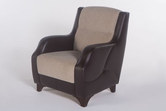 Tan/espresso covertible chair w/ storage