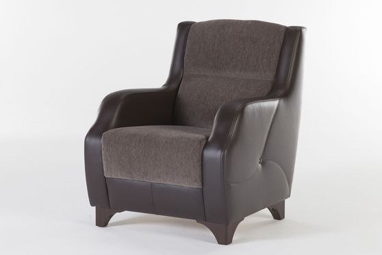 Two-toned brown convertible chair with storage