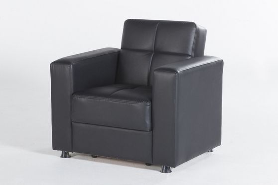 Black leatherette storage chair