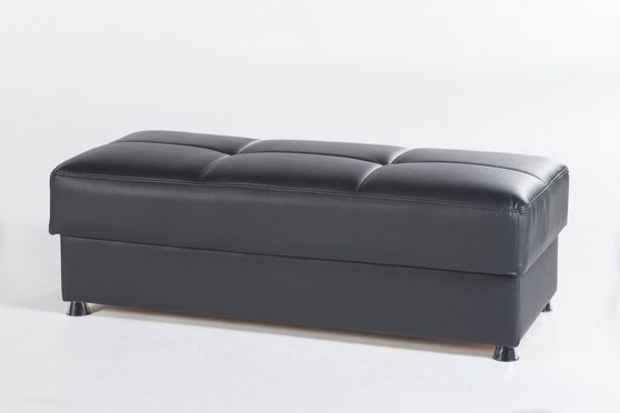 Black leatherette ottoman