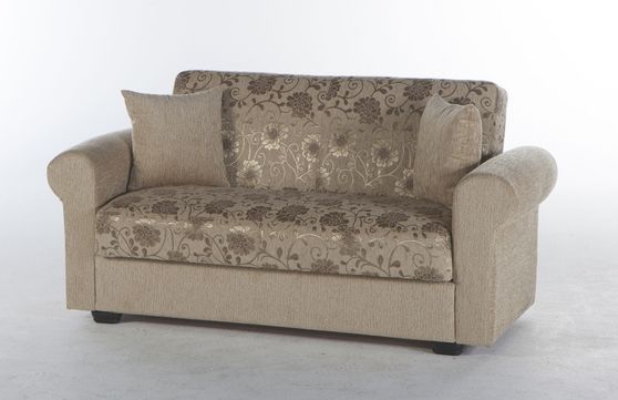 Dark beige microfiber loveseat w/ storage