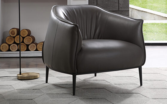 Benbow leisure chair, dark gray faux leather