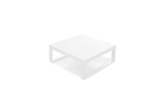 Caden indoor/outdoor coffee table, white aluminum slats top