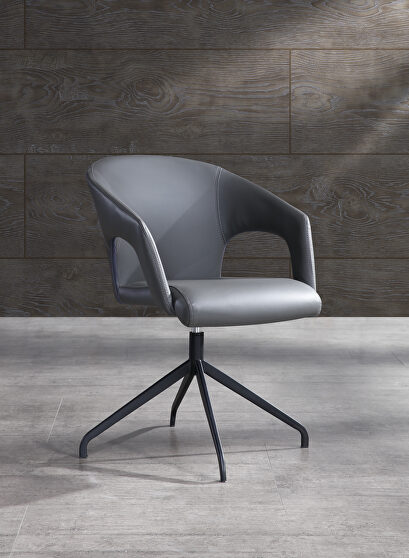 Gordon swivel dining chair, dark gray faux leather
