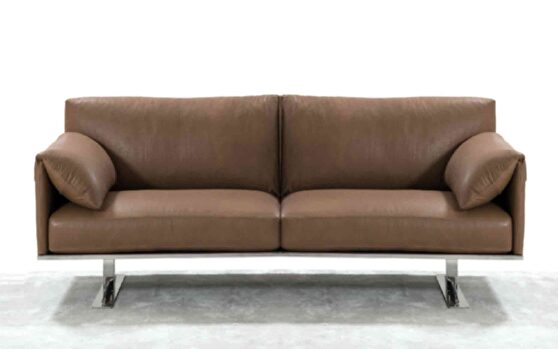 Love seat, taupe top grain leather