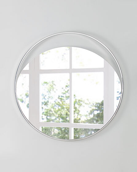 Large round mirror in matte white