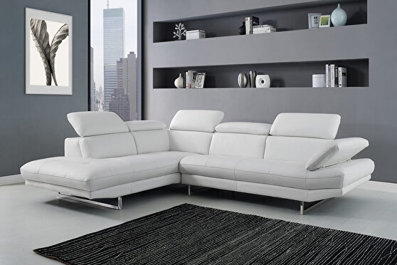 Sectional white top grain Italian leather