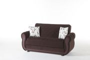 Chocolate storage loveseat w/ rolled arms