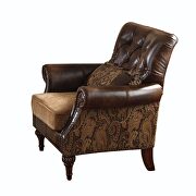 2-tone brown pu & chenille classic chair