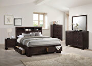 Espresso queen bed w/storage in casual style