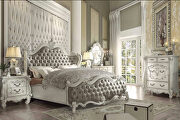Versailles II (Bone White) Vintage gray pu & bone white queen bed