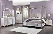 Fabric & off white queen bed main photo
