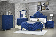 Blue velvet queen bed