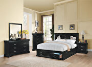 Black louis philippe iii queen bed w/storage main photo
